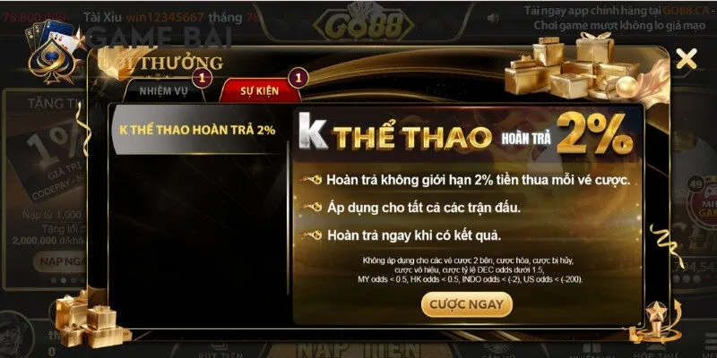 Điểm danh các chương trình khuyến mãi đẳng cấp của thương hiệu Go88